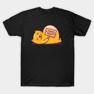 Hungry HELP, Hungry Cat, Cute Cat drawing, Always hungry, Food addict T-Shirt